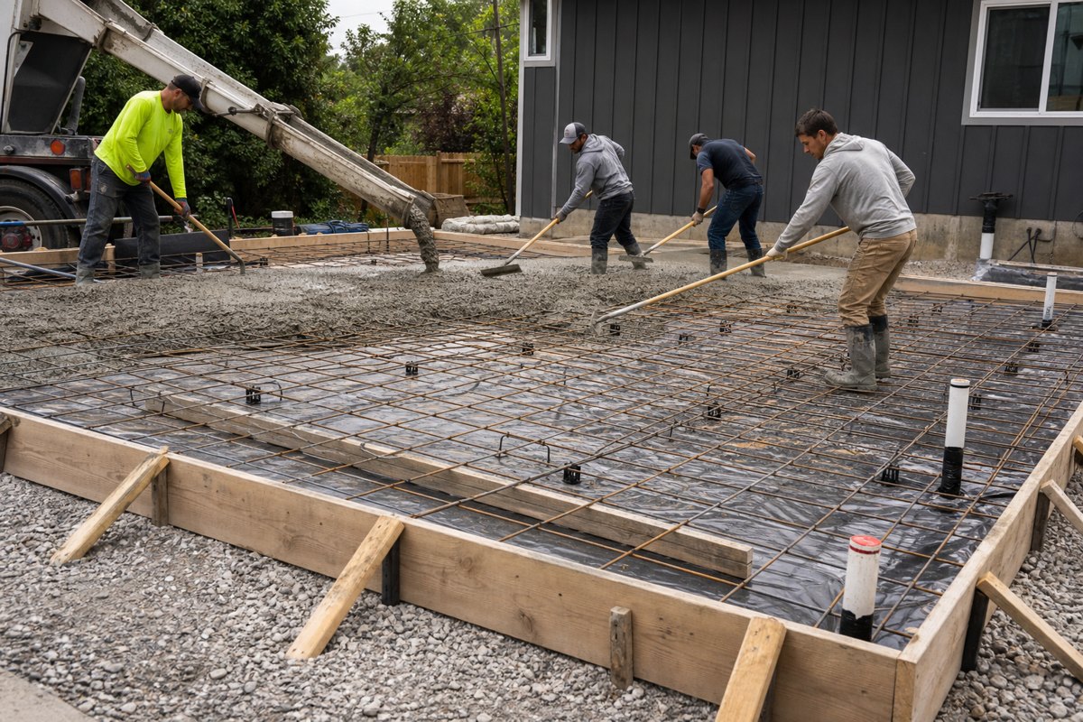 Concrete foundation slab and footing forms