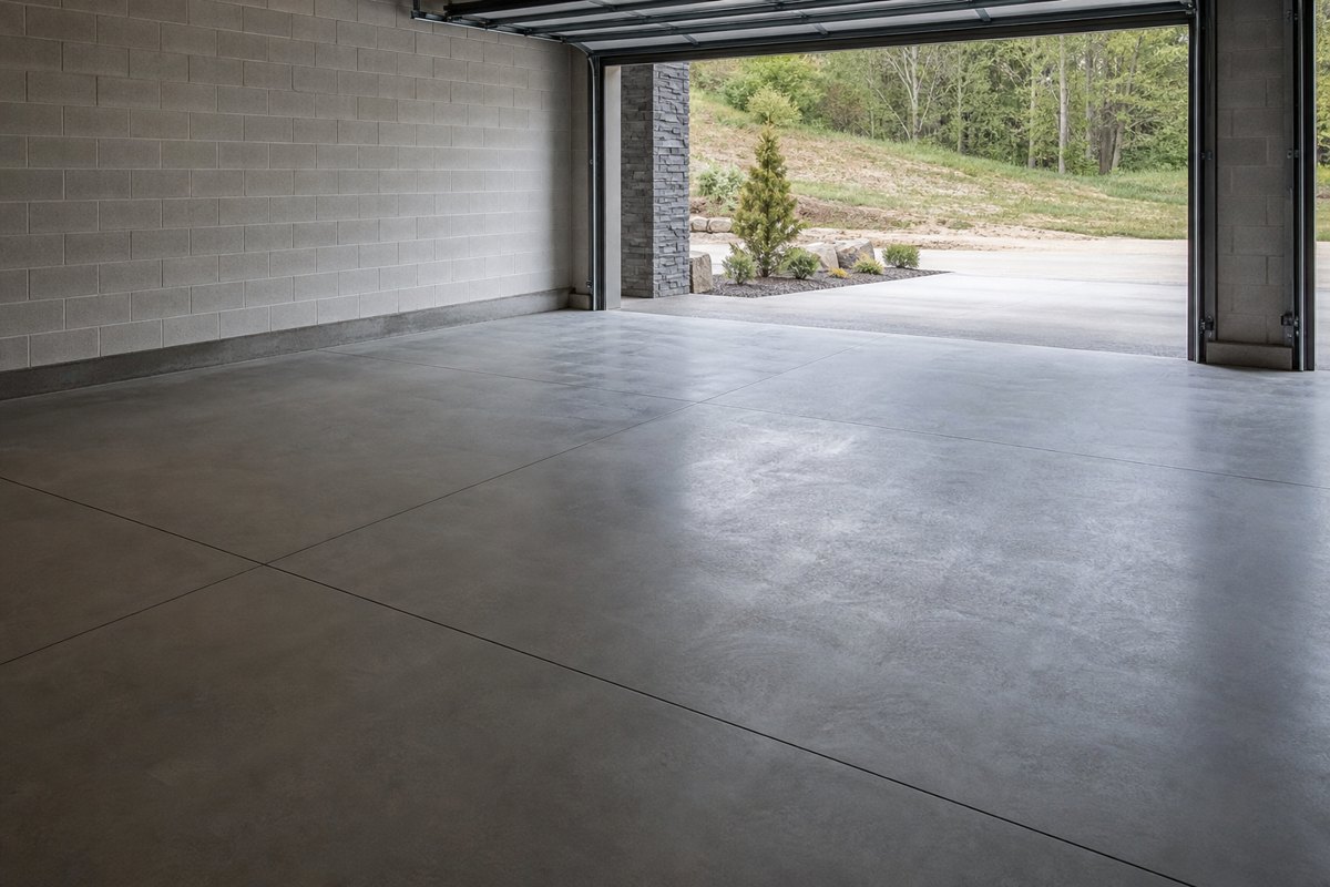 Concrete garage floor slab