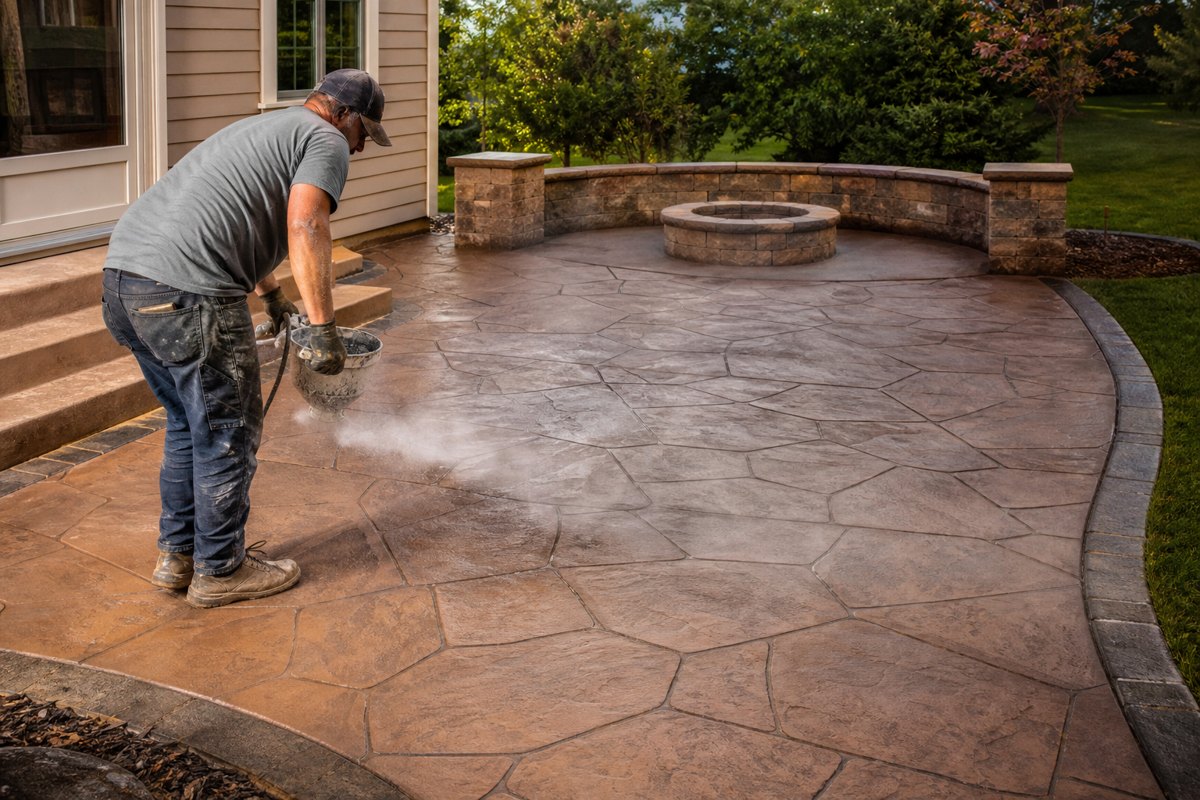 Stamped concrete texture close-up